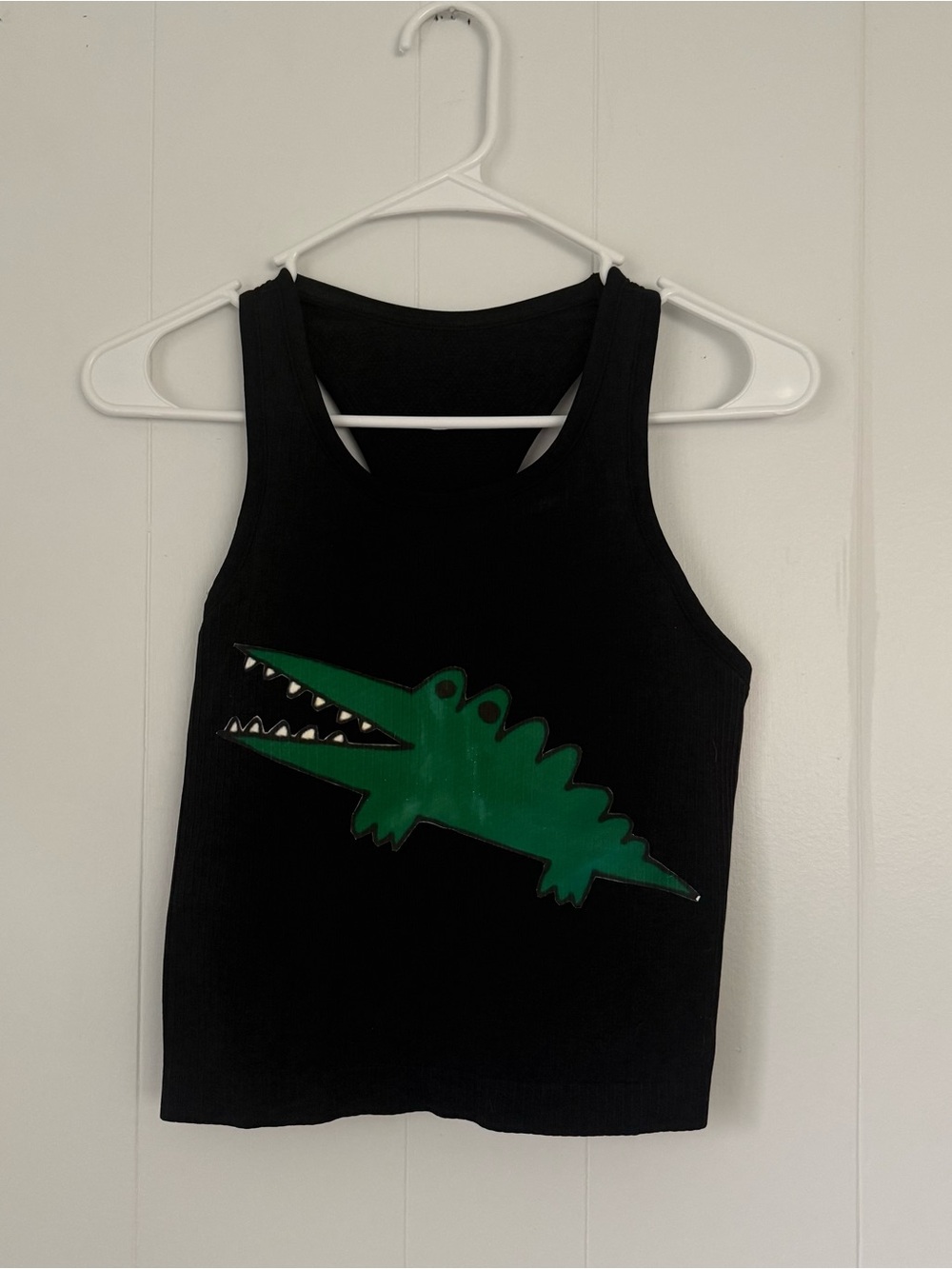 Black Tank with Green Crocodile Graphic